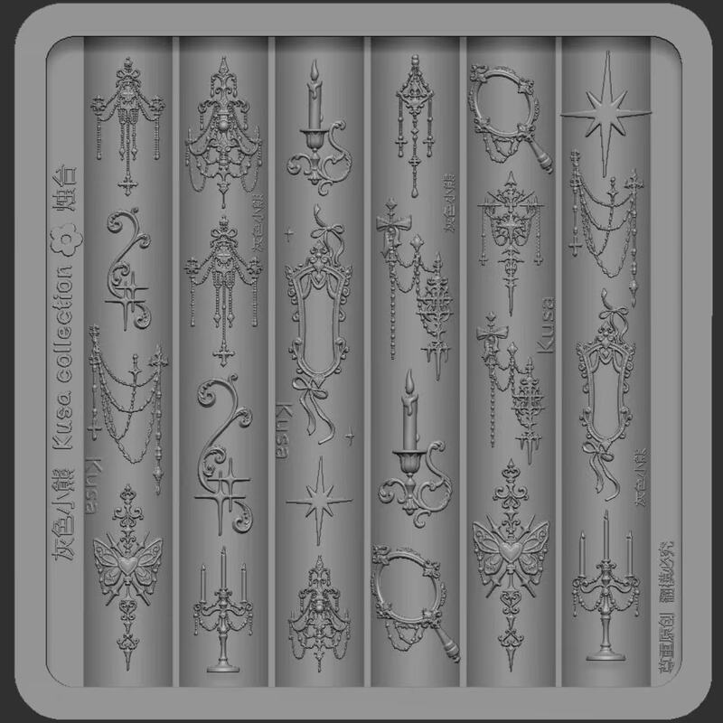 Kusacollection Little Grass Mold Collaboration Gray Bear Vintage Palace Nail Art Mold Original Nail Art