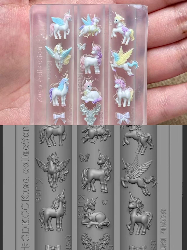 Kusacollection Little Grass Mold Pony Pegasus Unicorn Carousel Horse Year of the Horse Nail Art Cute Nail Art