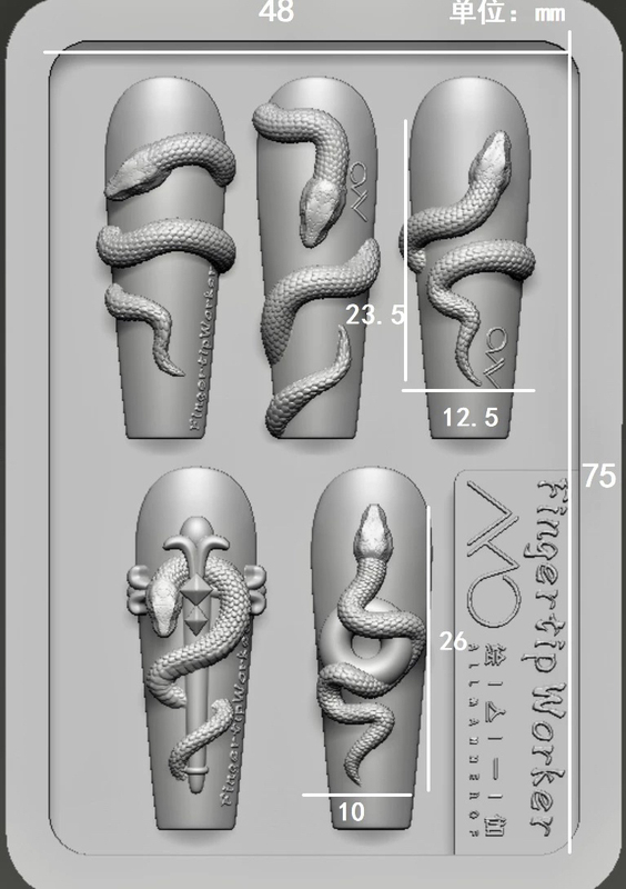 Fingertipworker｜Collaboration with Huiyi Cafe Amo New Year Mold Snake Mold Year of the Snake Nail Art