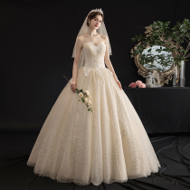Main wedding dress 2021 new chest champagne light gauze thin bride Princess dream go out yarn
