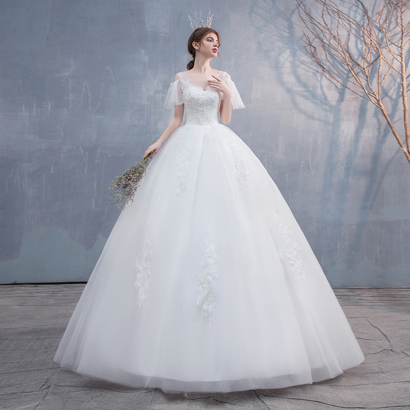 Spring summer wedding dress for bride for princess, open shoulders, V-neckline Spring summer wedding dress for bride for princess, open shoulders, V-neckline
