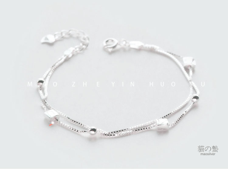 Cat bracelet s925 sterling bạc cô gái vòng tay phiên bản Hàn Quốc Ngọt ngào và đơn giản, đa năng Nhật Bản và hộp quà tặng bạn gái vòng dâu