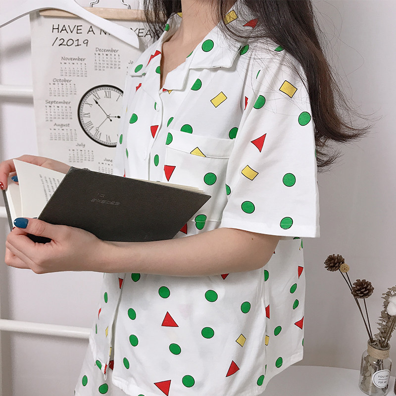 Crayon Xiaoxin Pajamas Soft Girl Summer Department Sweet and Cute Cartoon Loli Girl Heart Sister Korean Home Service