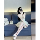 Летнее платье, приталенный корсет, милый топ без лямок для принцессы, юбка, А-силуэт