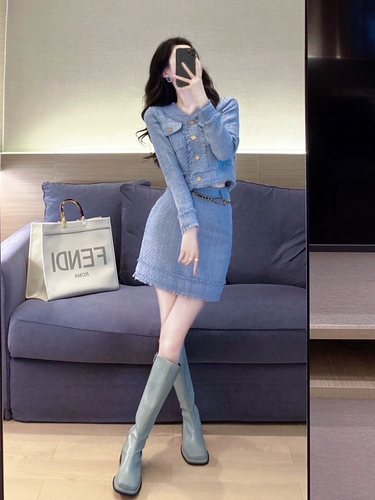 Демисезонный ретро комплект, в стиле Шанель, в западном стиле, в корейском стиле