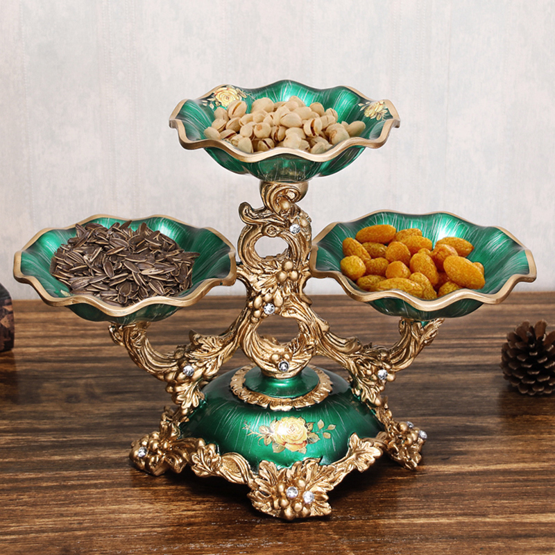 Eurostyle fruit tray Creative modern living room Decorative Tea Table Pendulum with three layers of dried fruit tray Packaged Sugar Tray Shop