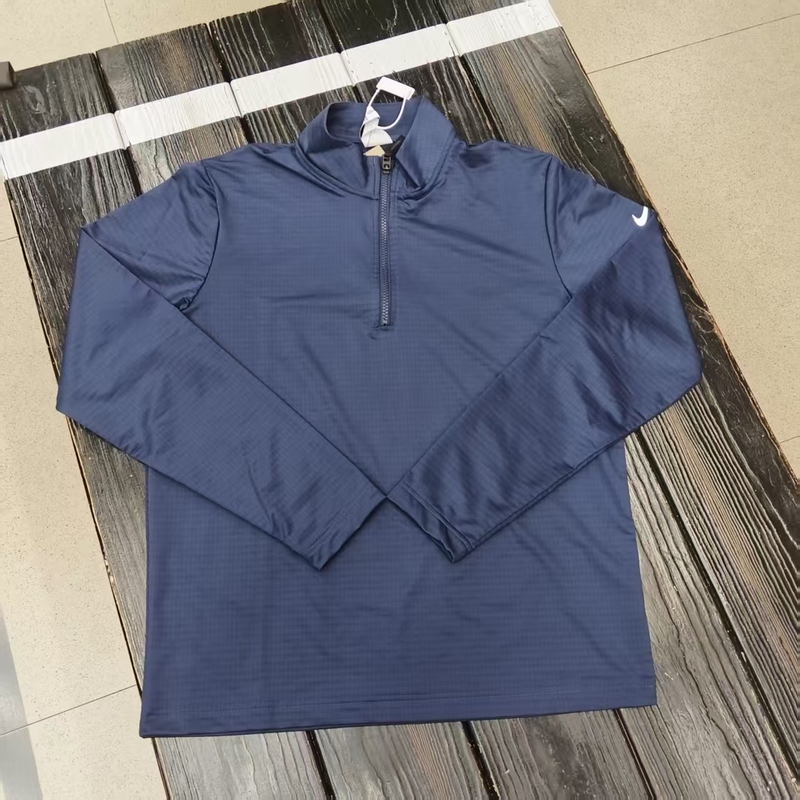 Nike Long-Sleeved Half-Zip Stand-Up Collar Sports T-Shirt Men's Quick-Drying High-Elastic Base Layer Shirt Fd5838-410