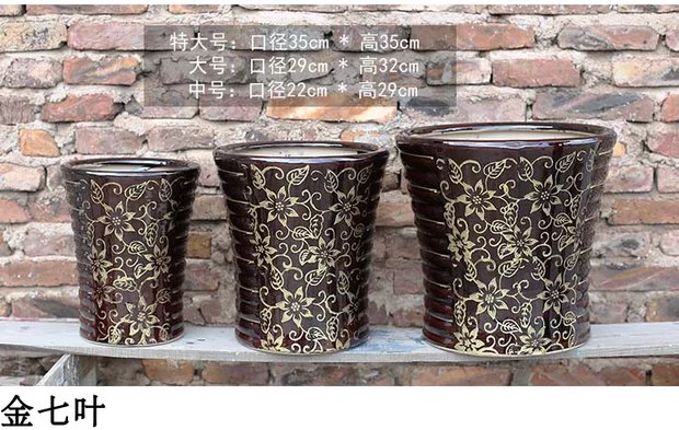 Lọ hoa cực lớn chậu hoa gốm có lỗ ống cao ban công đơn giản kẹo mút xanh sáng tạo - Vase / Bồn hoa & Kệ