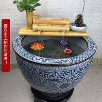 Ceramic Fish Tank Recycling filter Living room hem Flowers Imitation Ancient Porcelain Calligraphy And Painting Water Vat Large Home Lotus Sleeping Lotus Vat