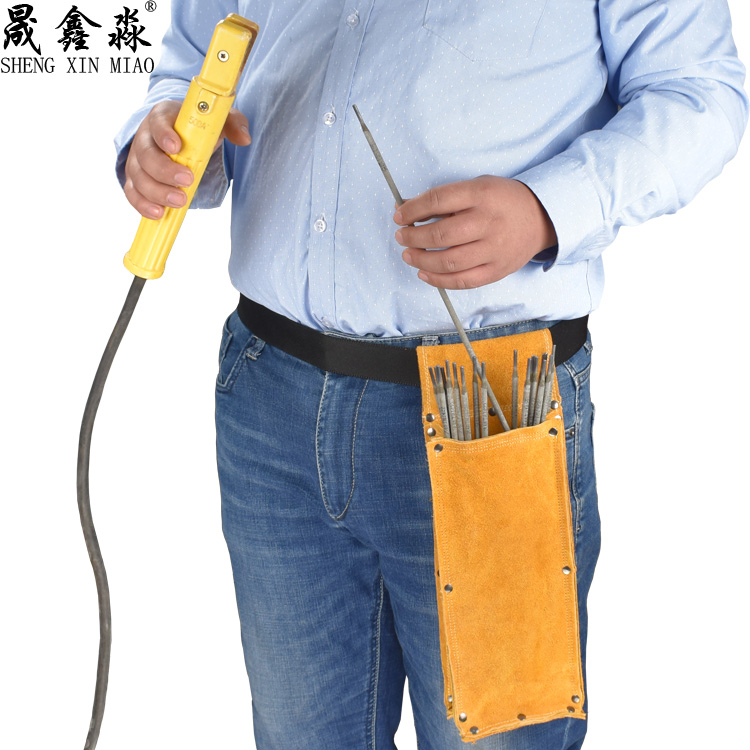 Kit Cow Leather Thickening Welding Rod Bag Aerial hardware Pocket Electro Welders Anti-Wear and Wear Welding Rod kits Equipment