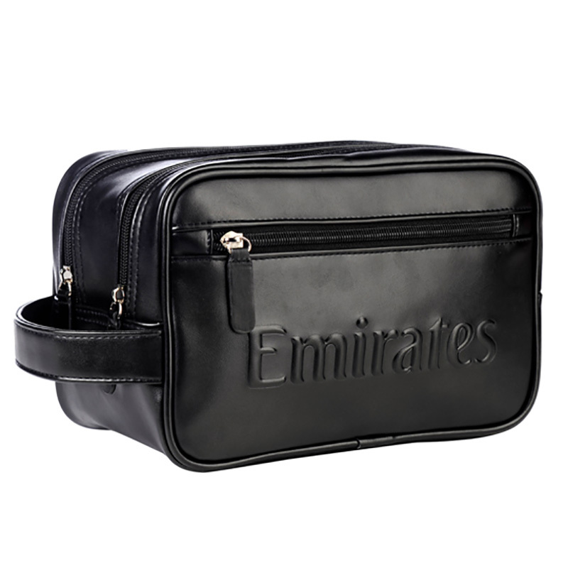 Emirates Airlines Special Double-Layer Toiletry Bag, Cosmetic Bag, Black Zipper Design, Easy to Carry, in Stock 