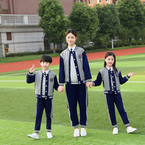 School uniform set primary school class uniforms spring and autumn three sets of academic style cotton custom first grade kindergarten Garden uniforms
