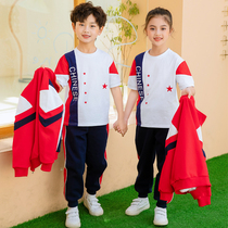 School uniform set primary school class uniforms spring and autumn three-piece Childrens cotton custom sportswear kindergarten Garden uniforms