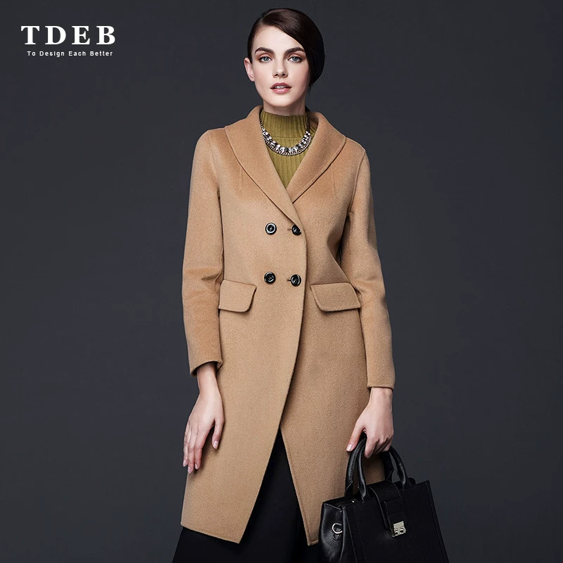 Áo khoác len hai mặt cashmere 2019 mùa đông đôi ngực dài vừa phải - Trung bình và dài Coat