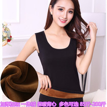 Warm vest women padded velvet sleeveless Waistle Collar Cotton fit black large size base for winter