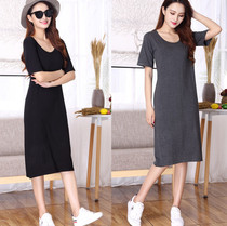 Loose Plus Modal Crewneck Short Sleeve base skirt Summer New Long Dress Women Long Dress