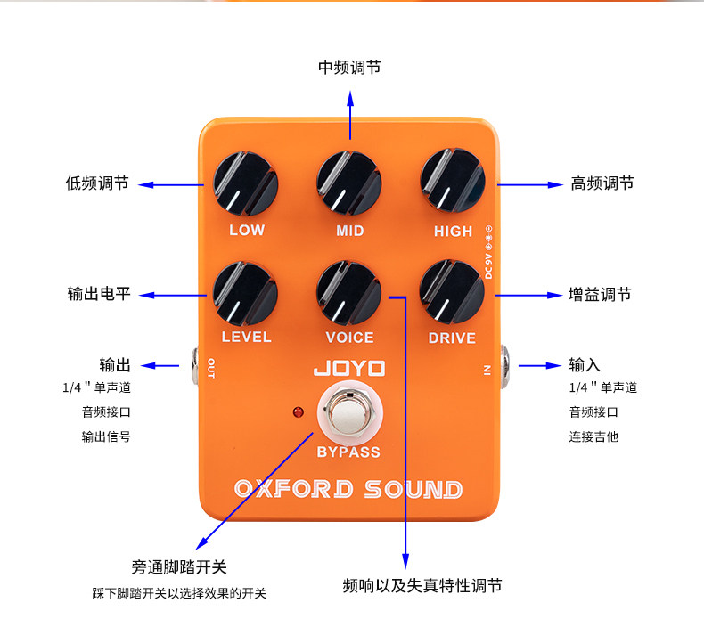 Педаль эффектов 卓乐joyo单块效果器混响失真音箱模拟便携吉他jf-20 jf-21 jf-22