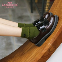 CARAMELLA mùa xuân và mùa thu màu rắn ống dài vớ nữ đơn giản nơ cotton vớ vớ vớ Hàn Quốc cá tính - Bít tất nữ tất cao cổ