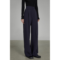 UNSPOKEN gray suit pants women Spring fall feeling straight tube pants high waist design sense niche senior sense fried Street