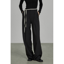 UNSPOKEN2021 winter New black suit pants women inclusive thin trim leg design feel casual pants