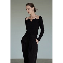 UNSPOKEN black harness shirt woman design sensation Little crowdhot girl blouse with light and wind summer dress temperament high level