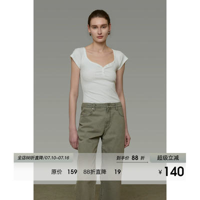 UNSPOKEN white T-shirt women's short-sleeved, slimming and elegant V-neck, versatile French top 2026 Summer new style