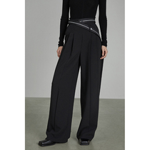 UNSPOKEN black suit pants women Spring small Man design sense niche casual trousers straight tube loose high waist