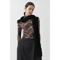 UNSPOKEN 2021 autumn new micro transparent yarn short pullover high collar inner top female personality design