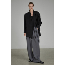 UNSPOKEN black fur coat female autumn design feeling small crowdleader lacing up with a superior sense of temperament