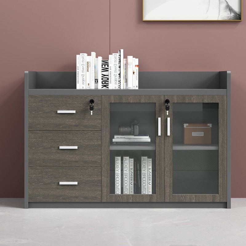 Yuhaojia office file cabinet low cabinet locker file cabinet wooden lock cabinet office tea cabinet