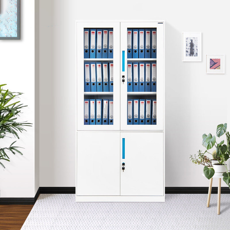 Yuhaojia steel file cabinet glass door iron bookcase home information cabinet file cabinet fashion simple office bookcase