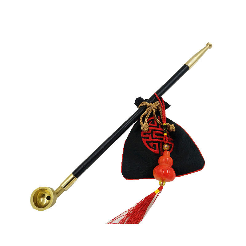 Large tobacco bag pot stage props Ji Xiaolan extended dry tobacco bag retro pipe long pipe brass tobacco pot