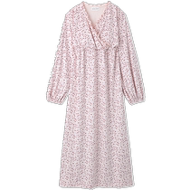 SNIDELHOME Autumn and Winter Cute Girly V-neck Floral Dress SHCO225061