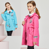 aj girls spring clothing western style beautiful patchwork temperament mid-length windbreaker jacket small medium and large children 64