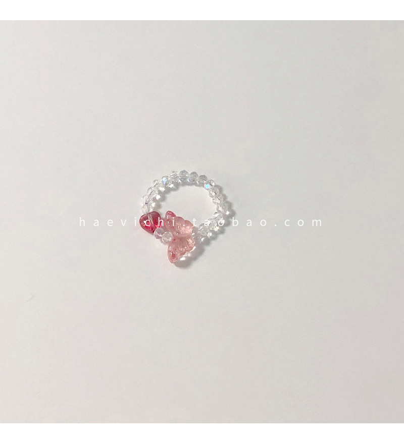Transparent Ring Peach Red Butterfly. Reservehaevichi the republic of korea   manual   Beading   Retro vintage   butterfly   Bracelet   7403