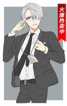 Yuri cos on ice Victor Nikiforov cosplay wild black suit college style spot