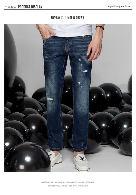 VJC / Weijiesi 2020 xuân hè nam quần thời trang mới quần âu thương hiệu thời trang châu Âu rách jeans - Quần jean