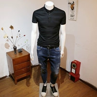 Mùa hè 2018 mới áo sơ mi polo ngắn tay nam màu áo liền thân T-shirt áo sơ mi cotton nửa tay cotton sơ mi nam polo nam