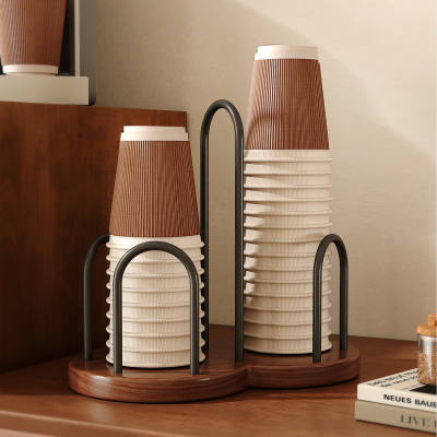 Solid wood disposable cup holder desktop with a high-end feel, water cup, cup storage rack, coffee cup, tea cup paper cup holder