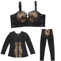 Three-piece beauty salon bra underwear women postpartum body shaping pants belly lift hip long sleeve high back clip