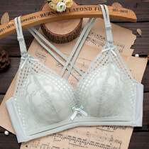Underwear women without steel ring gathering small chest adjustment bra cross belt thin seamless bra sexy summer