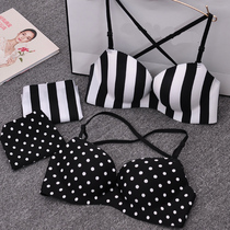 Teenage Girl Beauty Truffle Back Without Steel Ring Underwear Bra Suit Coalage Thick Little Chest Sexy Cross Fine Shoulder Strap Hang Neck