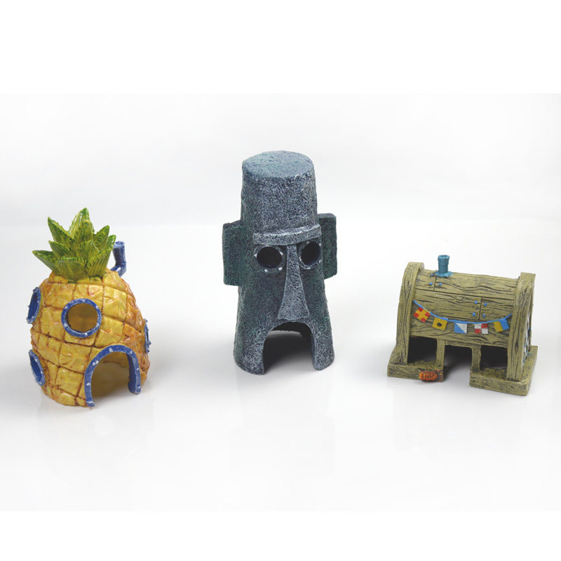 Pineapple House Fish Tank Building with decoration Swaying Sponge Baby's Home Aquarium Cartoon Pendulum Piece Fish Shrimp Shelter from the House