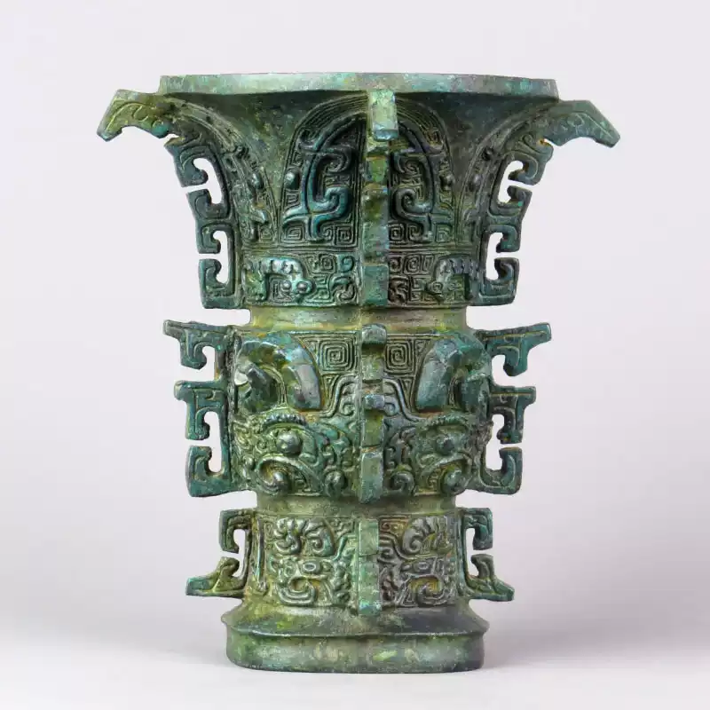 何尊】仿古青铜器中国铜尊饕餮尊古玩收藏品办公室铜工艺礼品-淘宝