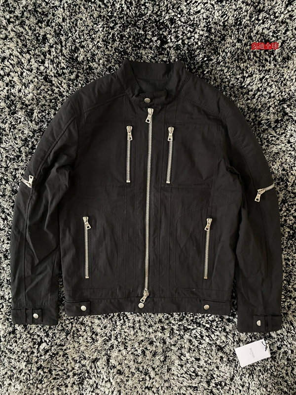 In Stock Balmain Autumn and Winter Men's Multi-Zipper Decorative Black Slim Fit Biker Jacket Casual Coat