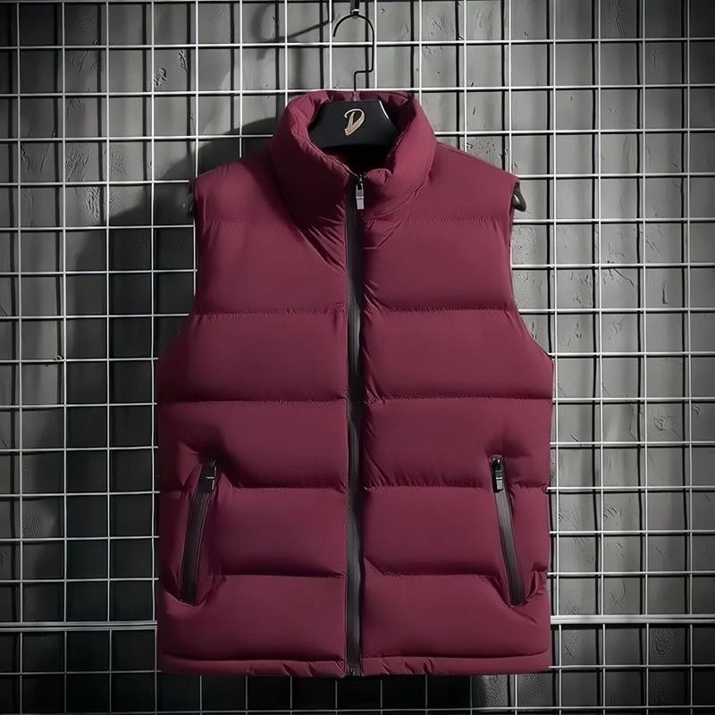 2024 Autumn and Winter Fleece-Lined Thickened down Vest for Men, Casual Cold-Proof and Warm Stand Collar Windproof Jacket