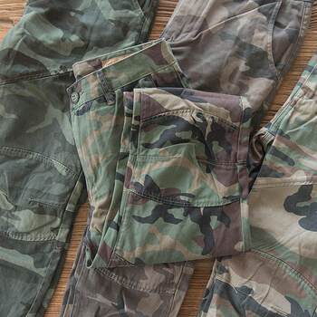 Camouflage ການຄ້າຕ່າງປະເທດຜູ້ຊາຍເຄື່ອງນຸ່ງຫົ່ມດຽວສິນຄ້າຂະຫນາດໃຫຍ່ຜ້າຝ້າຍ gauze ບັດຜູ້ຊາຍສາມມິຕິລະດັບຫຼາຍກະເປົ໋າ workwear leggings pants ບາດເຈັບແລະ