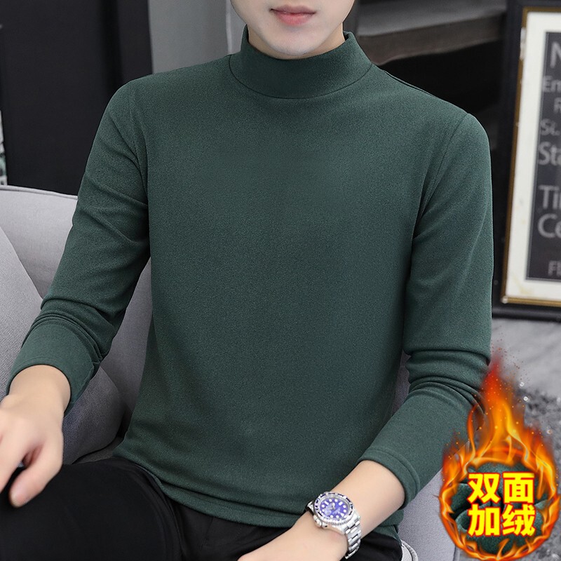 Clearance Sale~ Autumn and Winter Men's Long-Sleeved T-Shirt, Double-Sided Velvet, Solid Color, Large Size Base Layer Shirt for Young and Middle-Aged Men