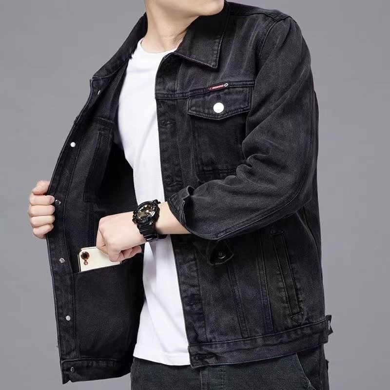 Men's Denim Jacket for Autumn and Winter Work, Multi-Pocket, Loose Fit, Durable, Large Size Workwear Denim Jacket Men's Denim Jacket for Autumn and Winter Work, Multi-Pocket, Loose Fit, Durable, Large Size Workwear Denim Jacket