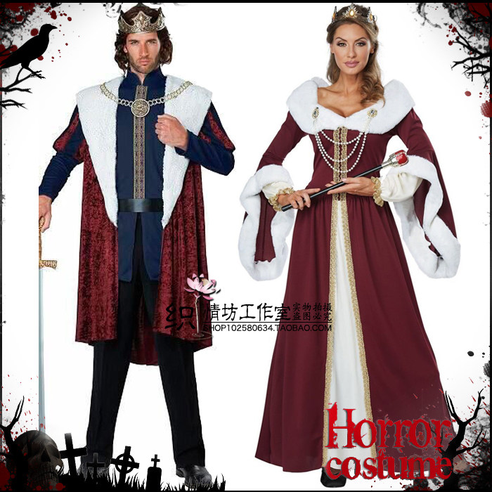 2018万圣节服装 皇后国王情侣装男装 cos服女王恶魔女巫衣吸血鬼-阿里巴巴